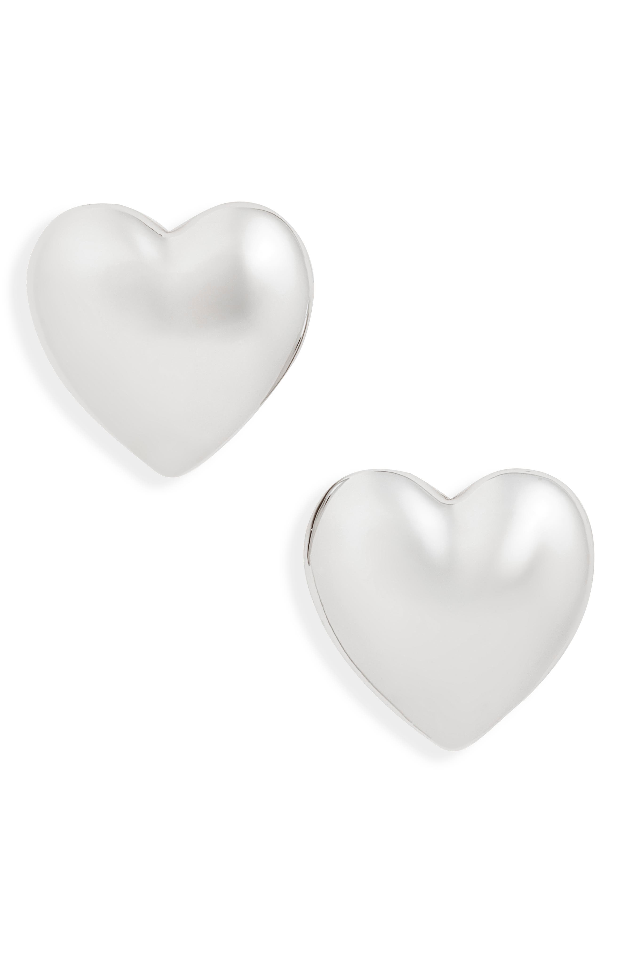 Open Edit Puffy Heart Stud Earrings