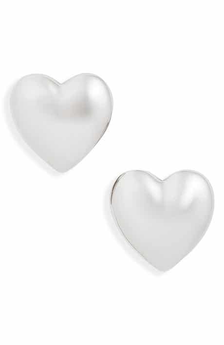 Open Edit Puffy Heart Stud Earrings