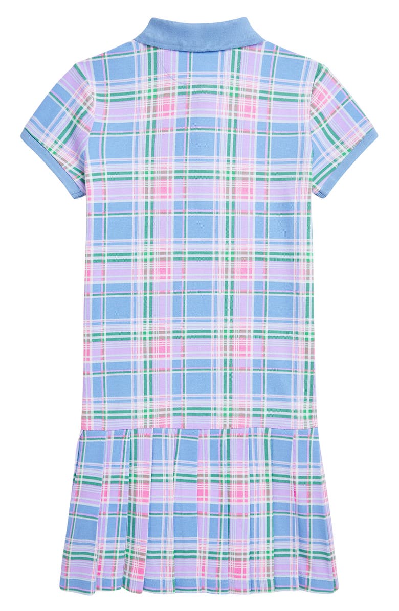 Polo Ralph Lauren Kids' Plaid Pleated Cotton Piqué Polo Dress, Alternate, color,