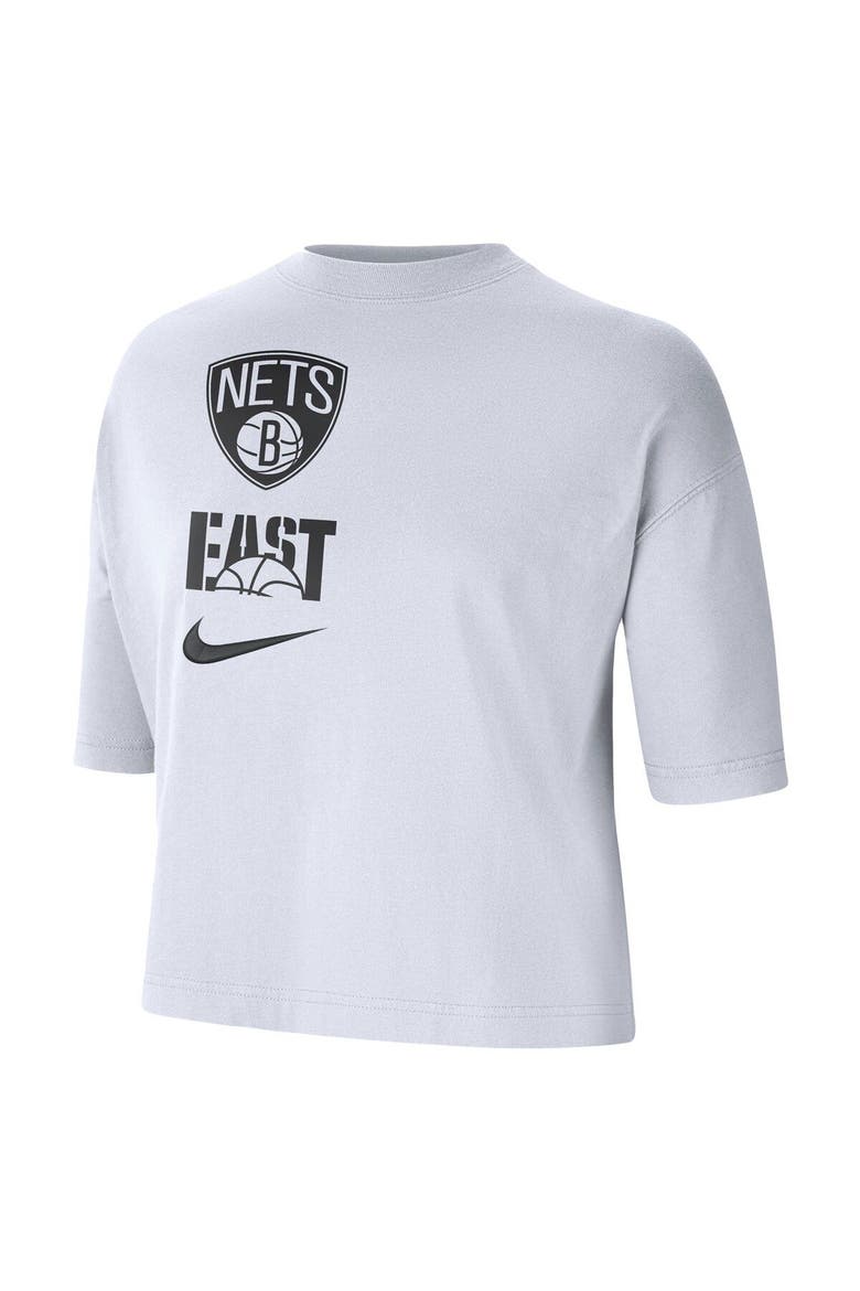 Women's Nike White Brooklyn Nets Essential Boxy T-Shirt, Alternate, color, White