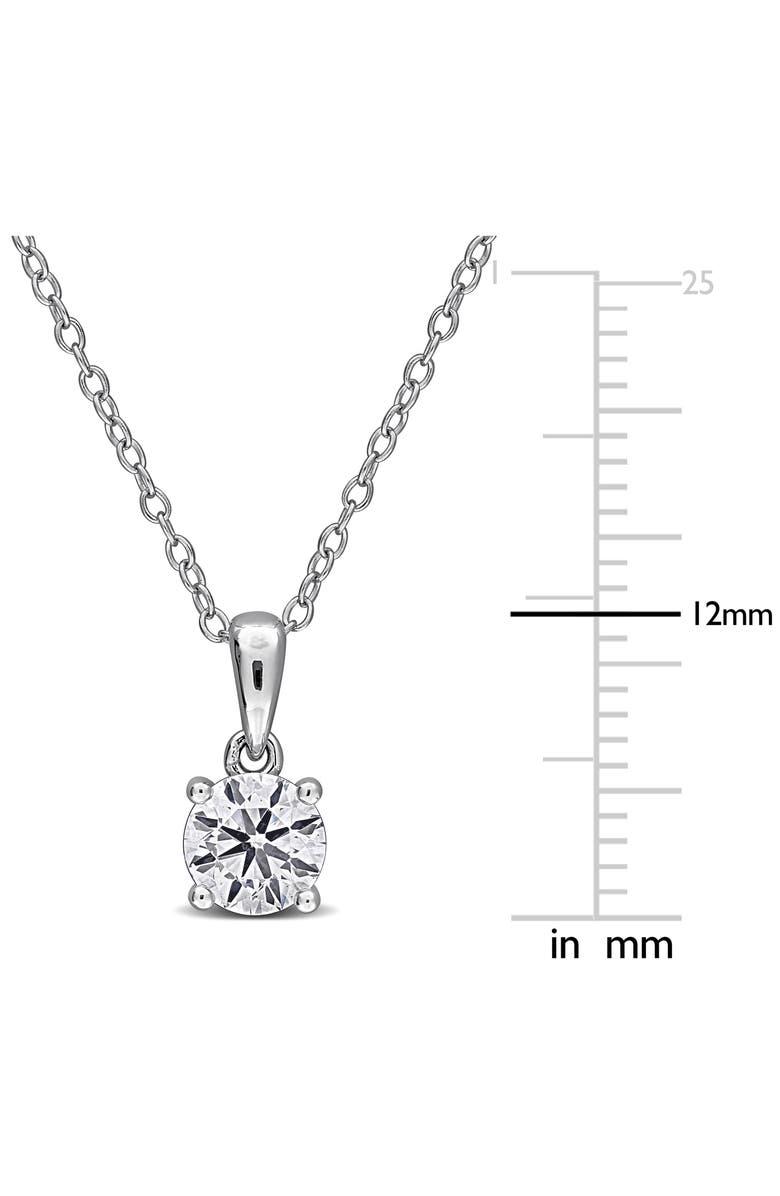 Created Forever Sterling Silver Lab Grown Diamond Solitaire Pendant Necklace, Alternate, color, Silver