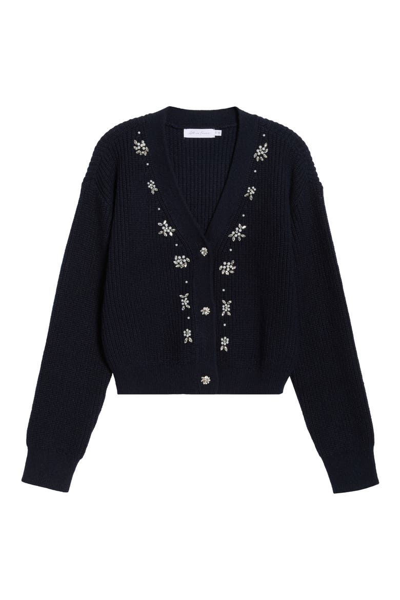 Bead Detail Rib Cardigan, Alternate, color, NAVY