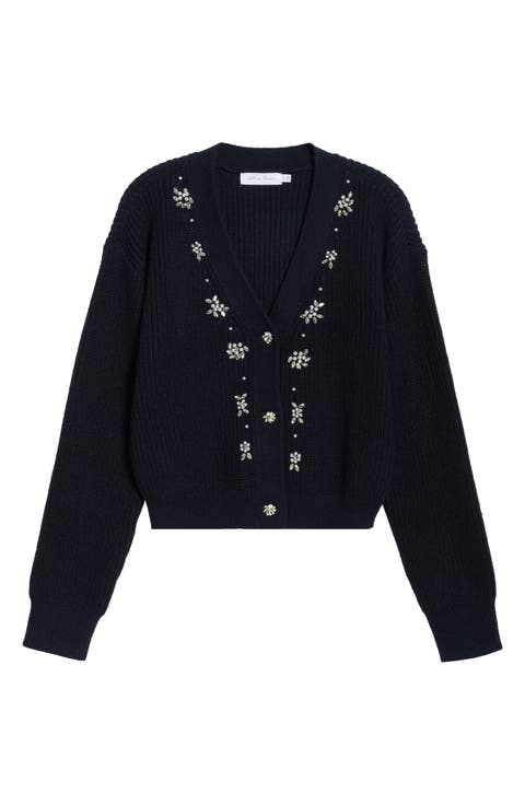 Bead Detail Rib Cardigan