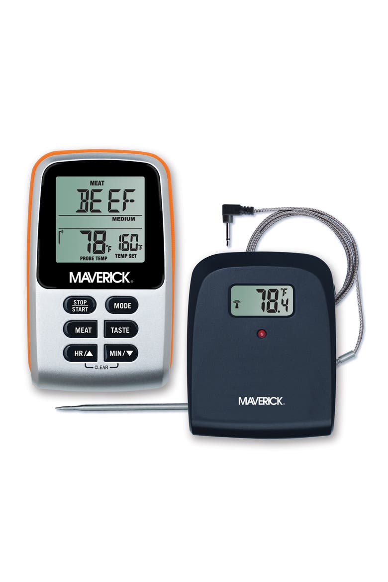 Wireless Remote Cooking Thermometer, Main, color, Silver/Black/Orange