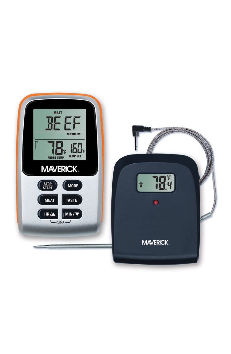 Maverick Wireless Remote Cooking Thermometer, Main, color, Silver/Black/Orange