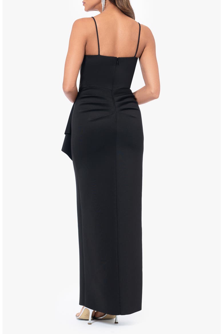 Ruched Scuba Knit Gown, Alternate, color, BLACK