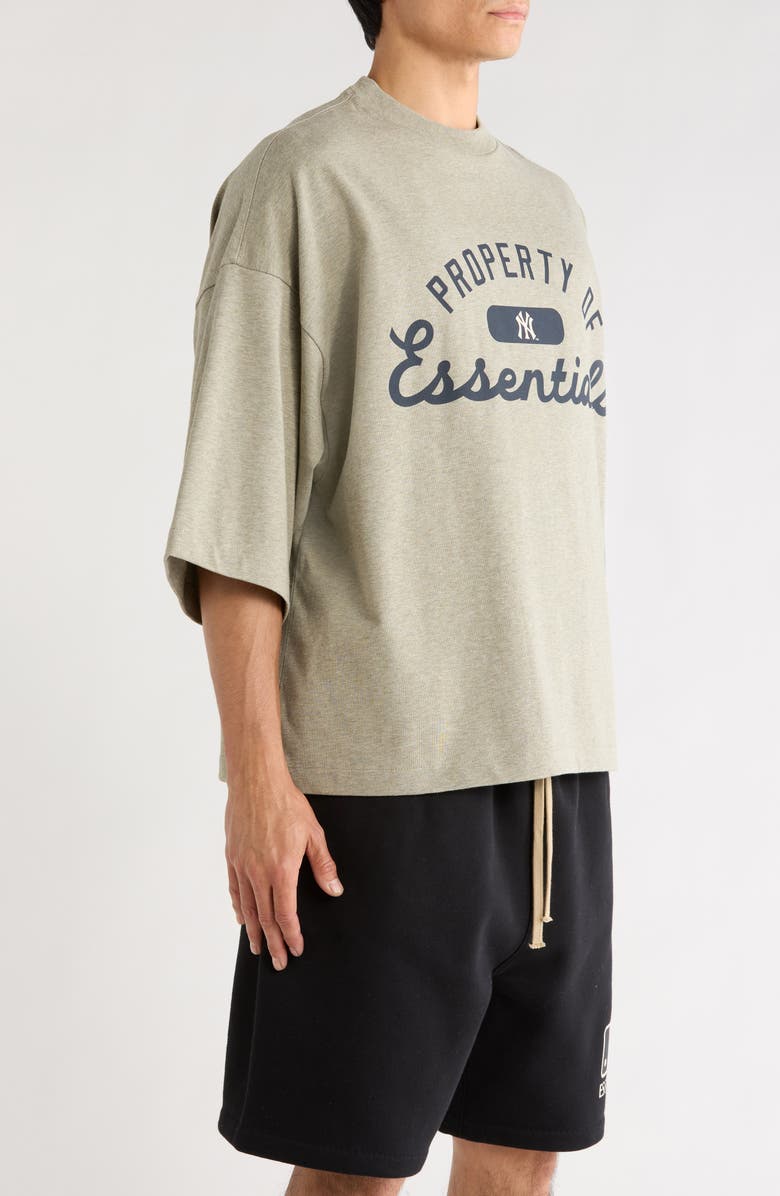 Fear of God Essentials x MLB Yankees Cotton Graphic T-Shirt, Alternate, color, Seal Heather