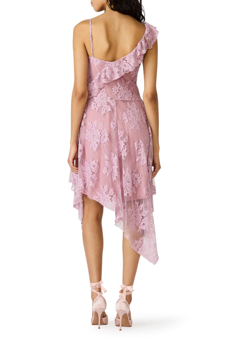 Dariella Lace Ruffle Asymmetric Dress, Alternate, color, MAUVE SHADOWS