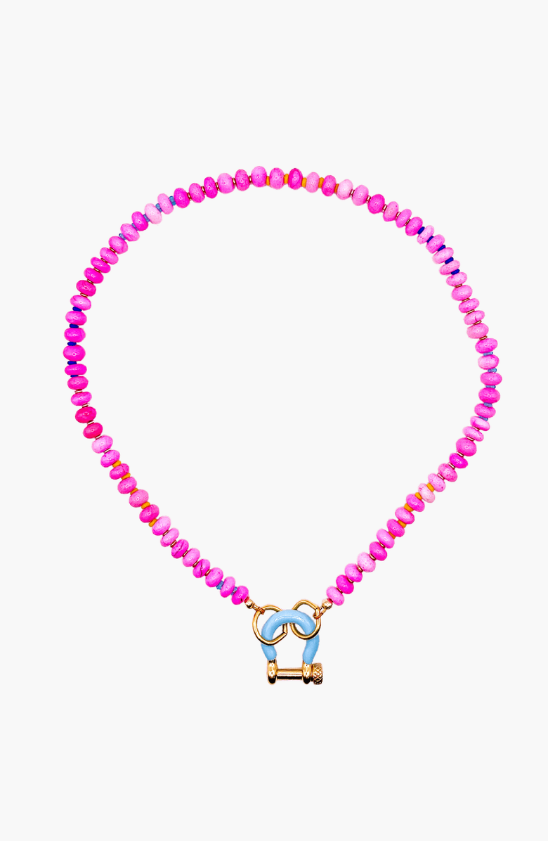 SHOP SPICY DAN Maui Pink Opal Gold Plated Necklace, Main, color, Pink