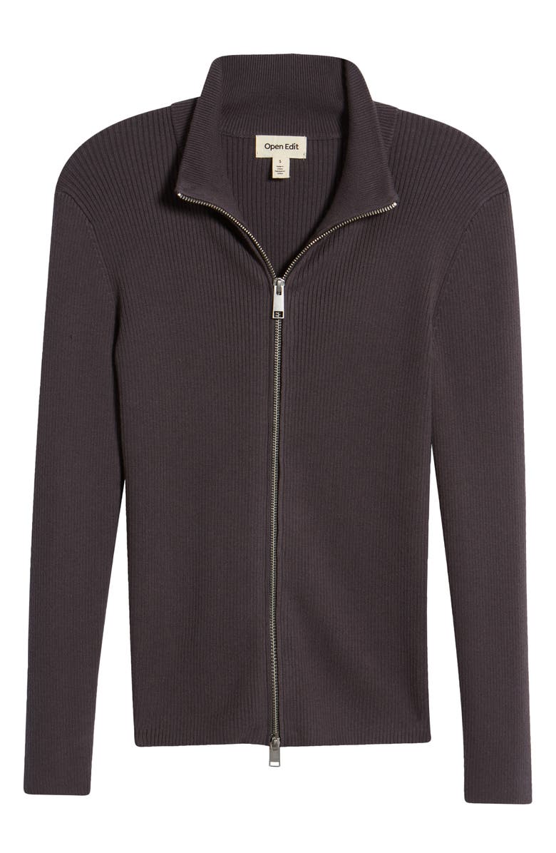 Open Edit Mock Neck Rib Cardigan, Alternate, color, 