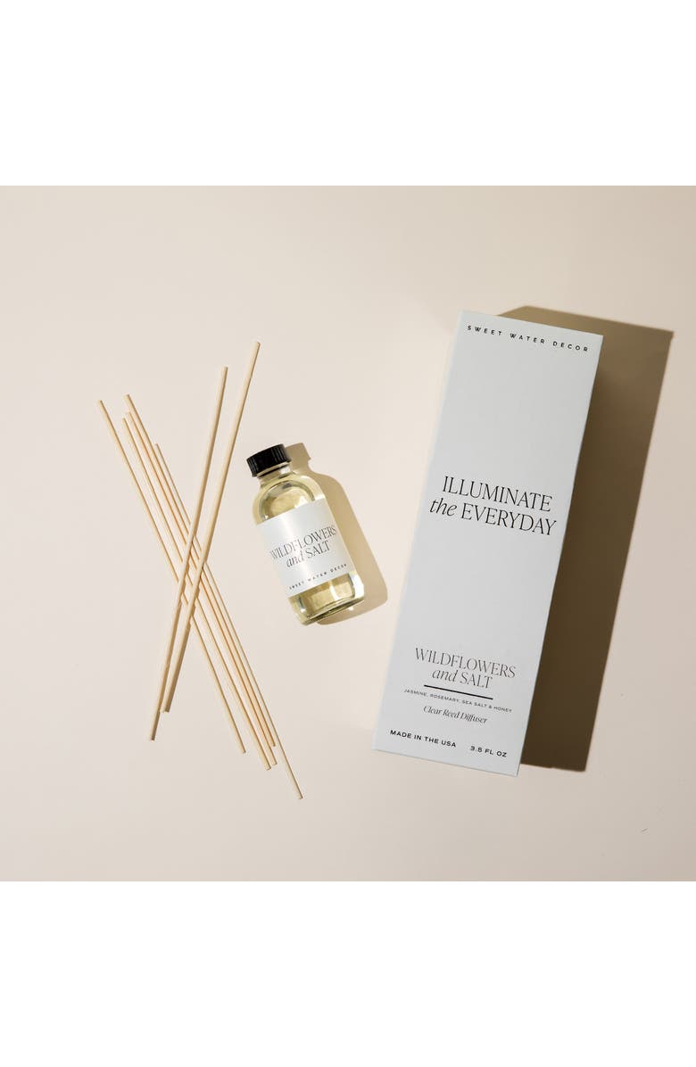 SWEET WATER DECOR Clear Glass Reed Diffuser - Spa Scents, Alternate, color, Wildflowers & Salt