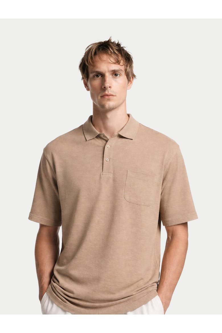 Men's Cotton Silk Cashmere Blend Polo Shirt, Alternate, color, timber wolf