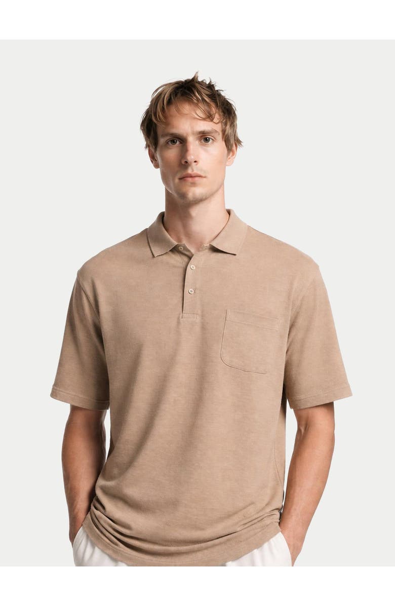 GOBI Mongolian Cashmere Men's Cotton Silk Cashmere Blend Polo Shirt, Alternate, color, Timber Wolf