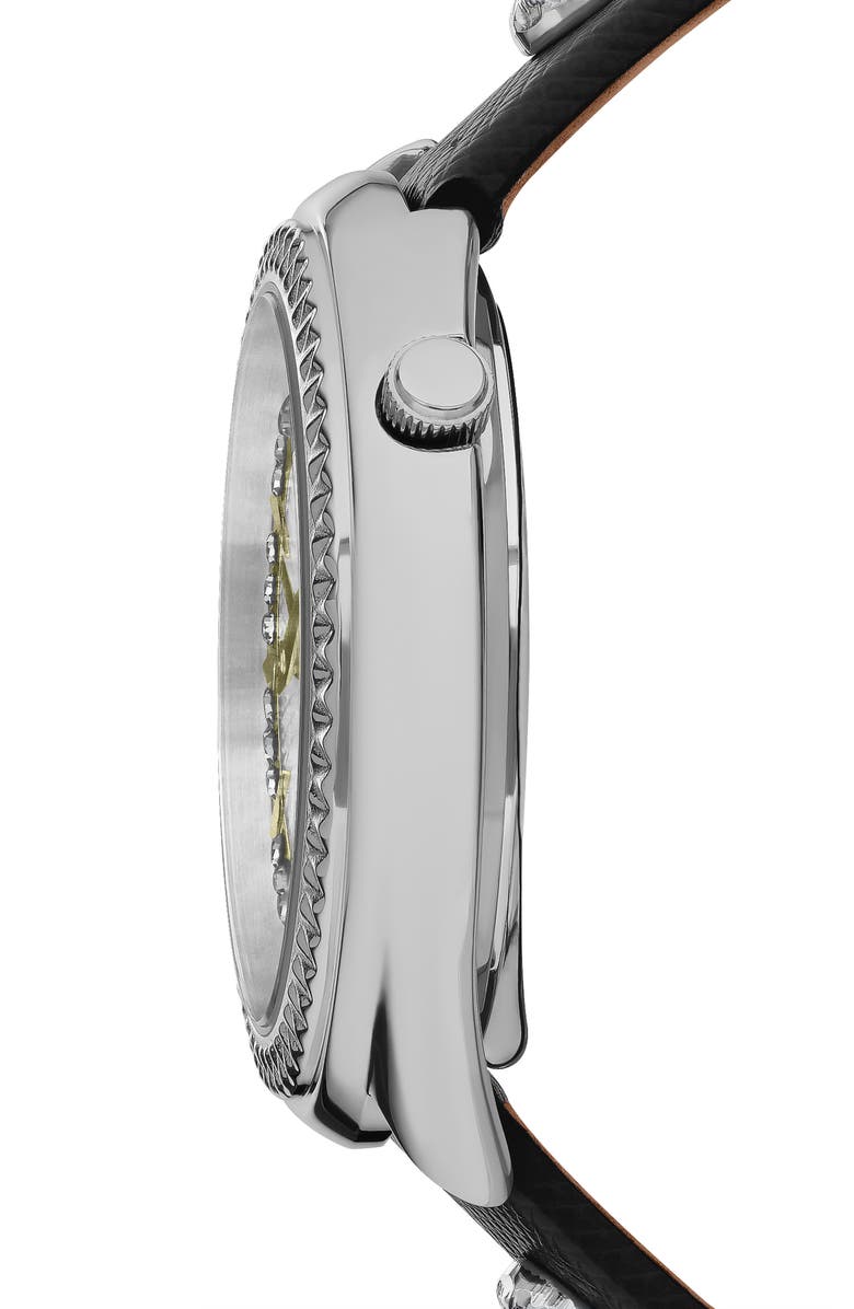 VERSUS Versace Tortona Leather Strap Watch, 38mm, Alternate, color, Stainless Steel