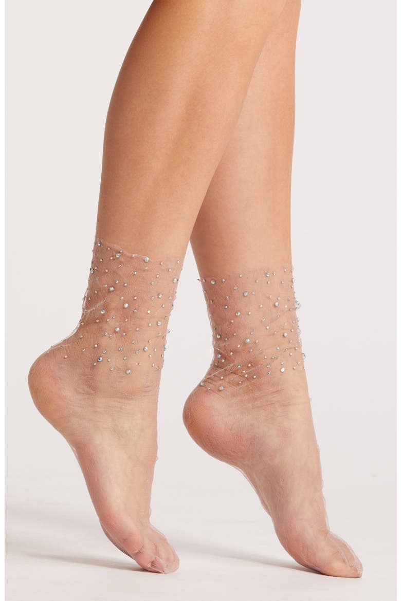 Crystal Lace Slouchy Sheer Tulle Socks, Main, color, LILAC