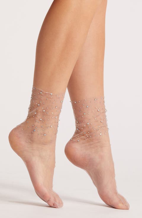 Crystal Lace Slouchy Sheer Tulle Socks