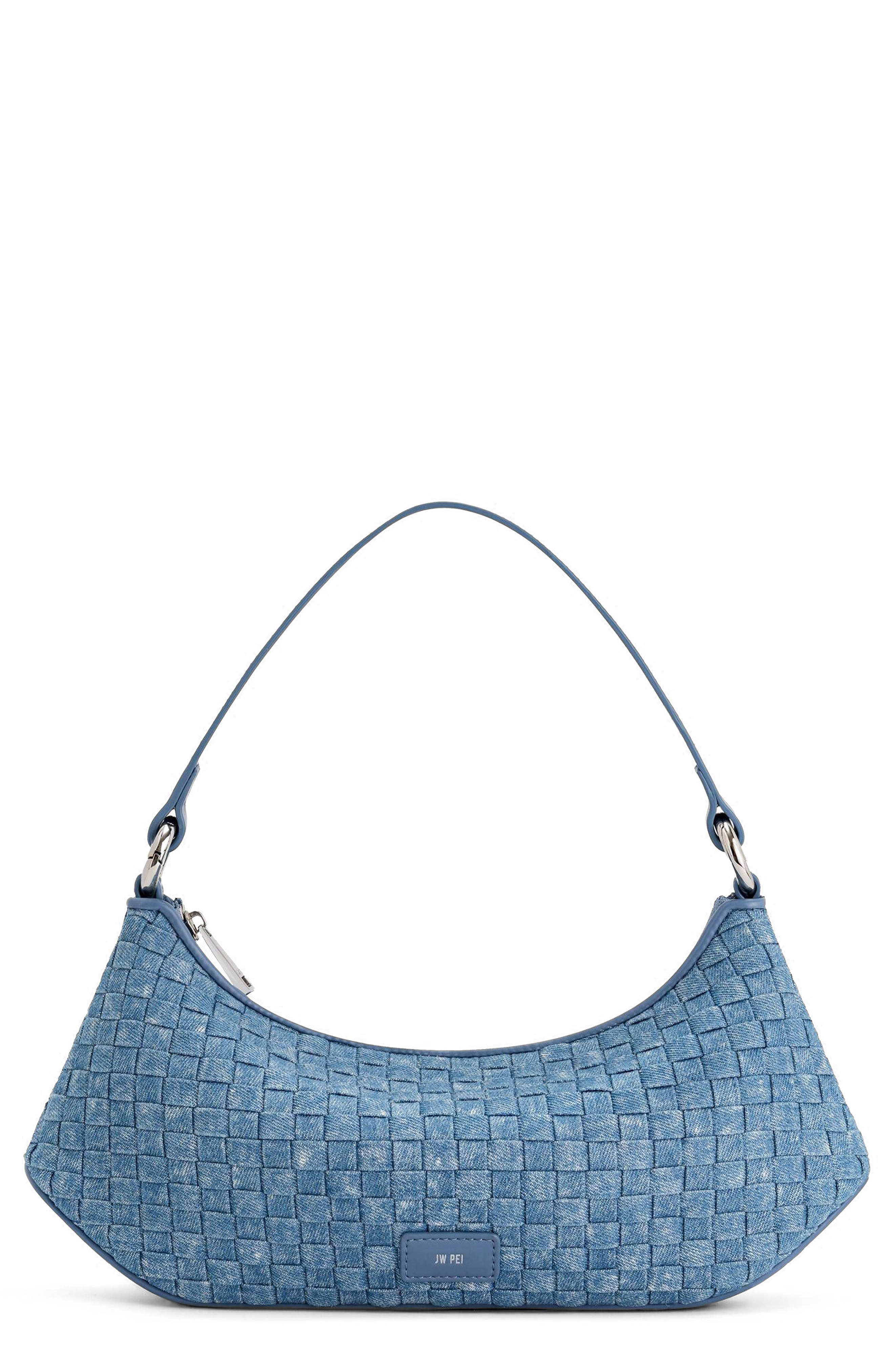 JW PEI Lily Woven Denim Shoulder Bag, Main, color, 