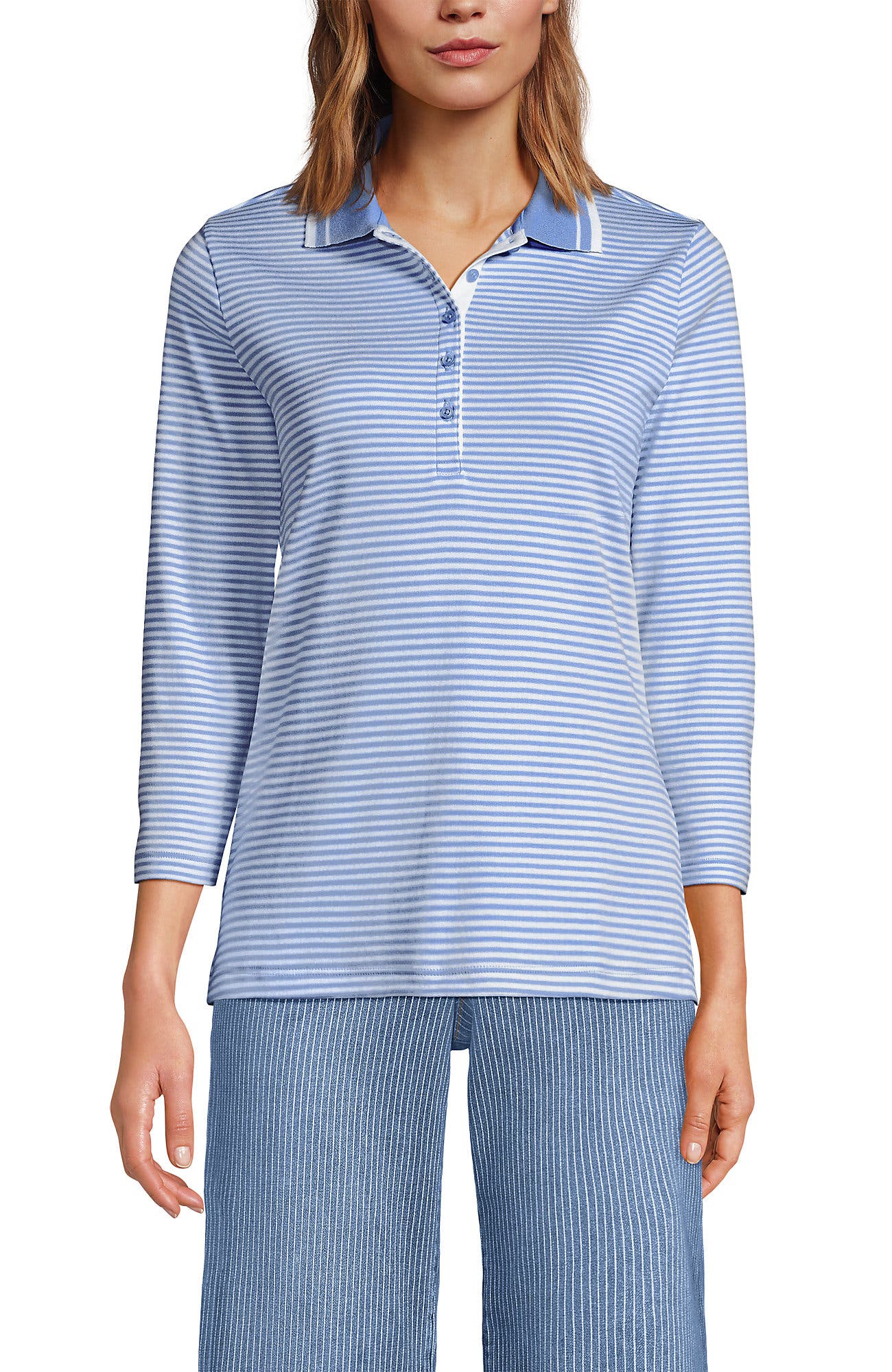 Light Sea Blue Stripe/White