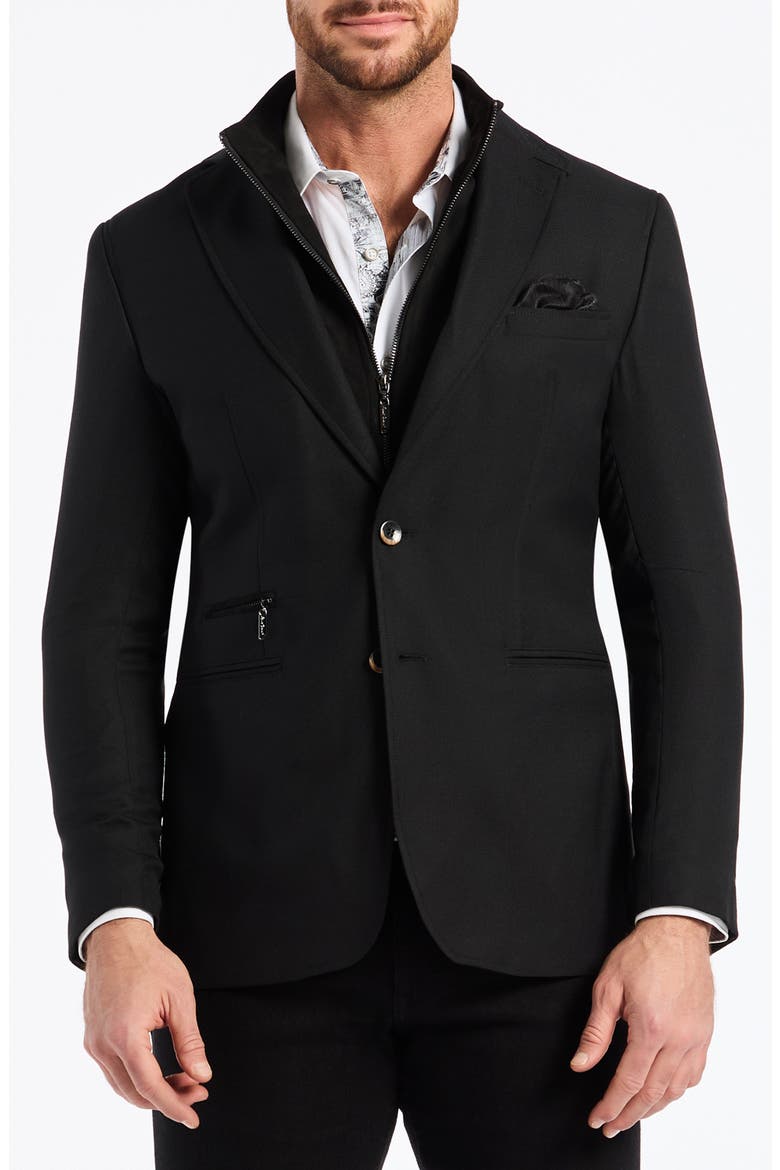 The Jetset Wool Blend Sport Coat with Removable Bib, Main, color, BLACK