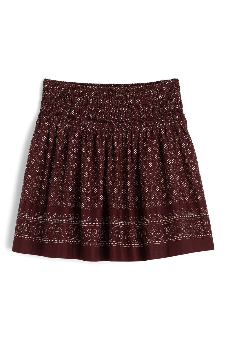 Paisley Ruffle Cotton Voile Miniskirt, Alternate, color, DUSTY PLUM