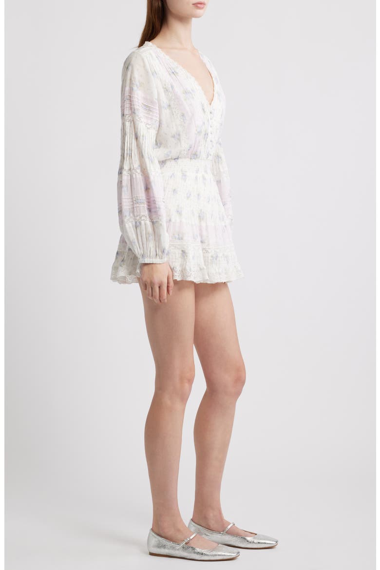 Winfrey Smocked Lace Long Sleeve Minidress, Alternate, color, LILAC VANILLA