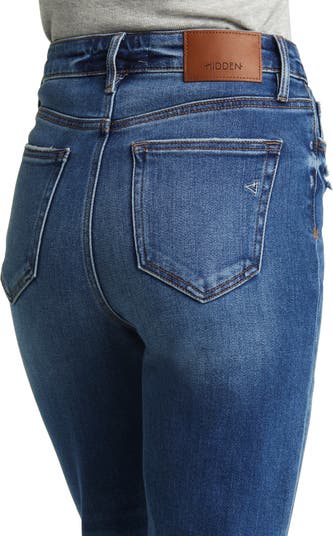 Ripped Frayed Hem Slim Straight Leg Jeans