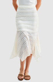 All in Favor Lace Handkerchief Hem Skirt