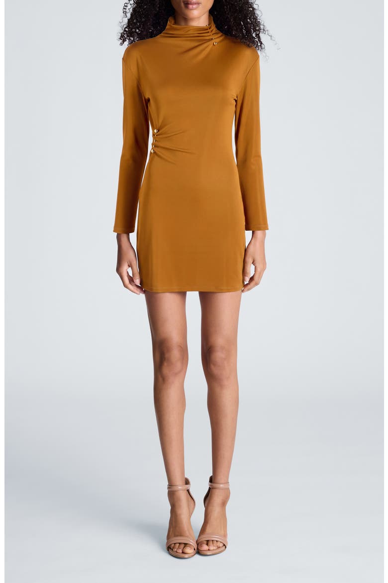 Pin Detail Long Sleeve Minidress, Main, color, MAPLE