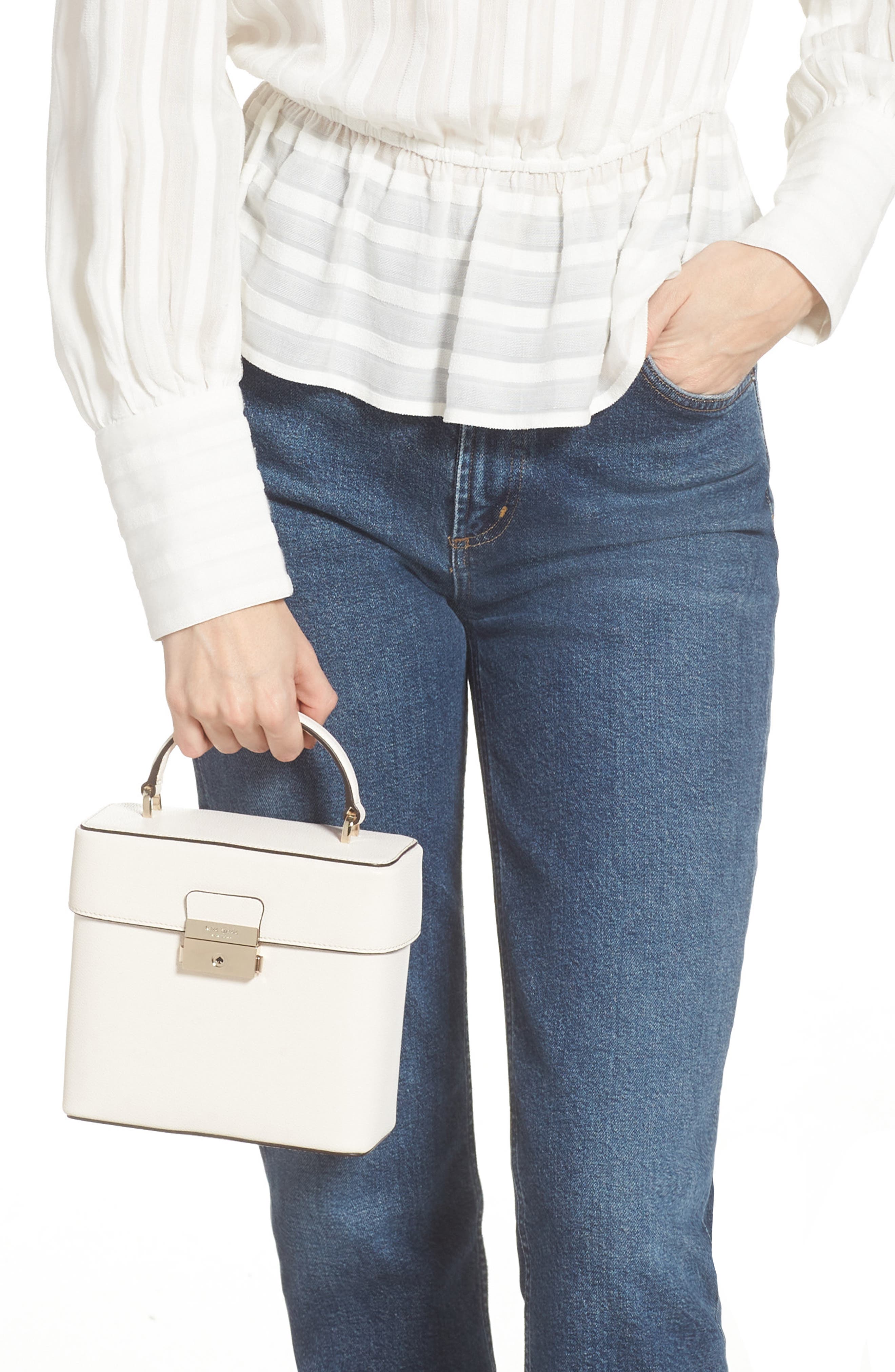 voyage small leather crossbody bag, Alternate, color, PARCHMENT