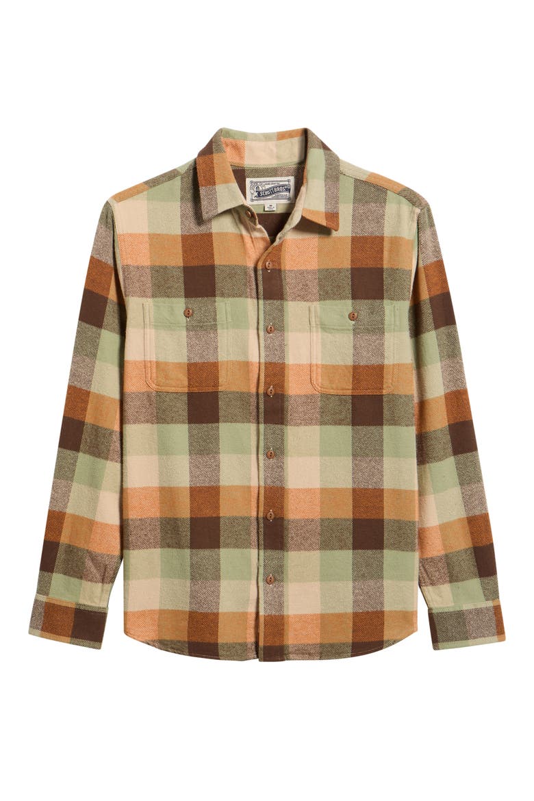 Buffalo Check Flannel Long Sleeve Button-Up Shirt, Main, color, MINT/RUST