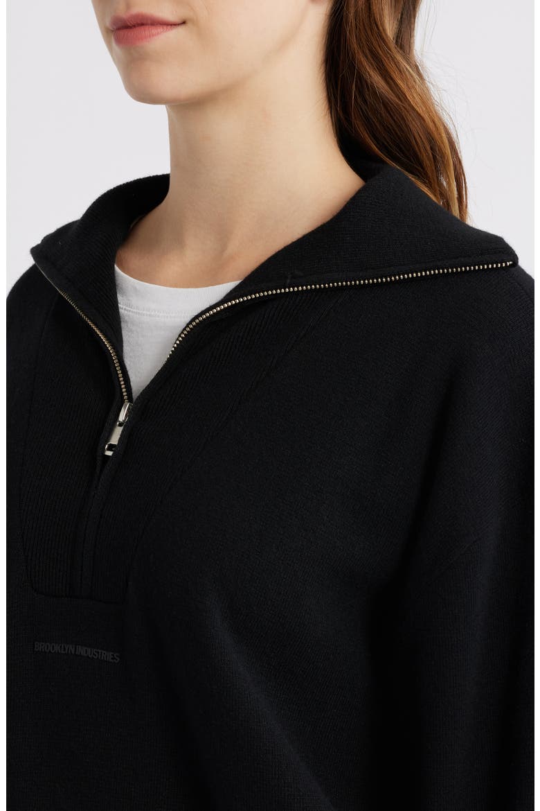 Half Zip Sweater, Alternate, color, BLACK