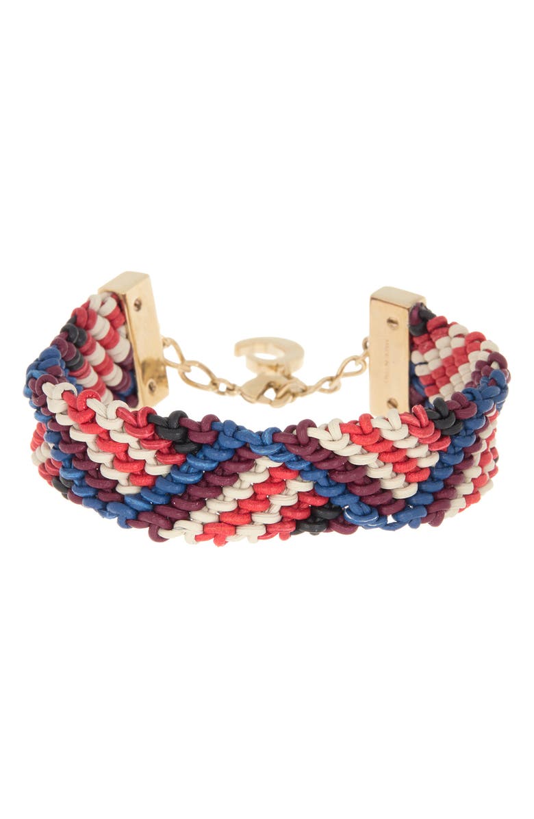 Chloé Kyn Woven Lambskin Leather Bracelet, Main, color, 