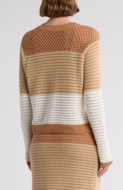 Rachel Rachel Roy Colorblock Open Knit Sweater In Macaroon Parchment Egret