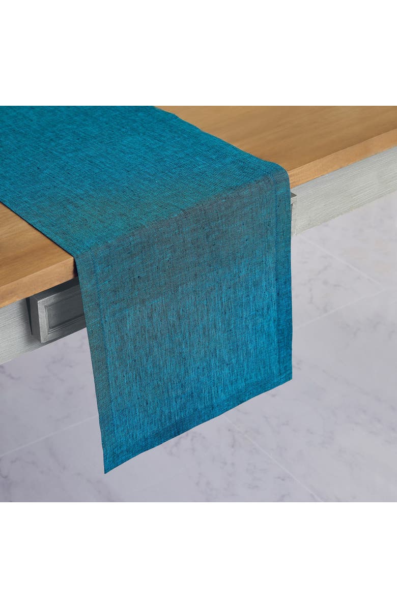 Solino Home Linen Table Runner for Dining Table, Holiday and Everyday Table Decor - Athena, Main, color, Chambray Teal