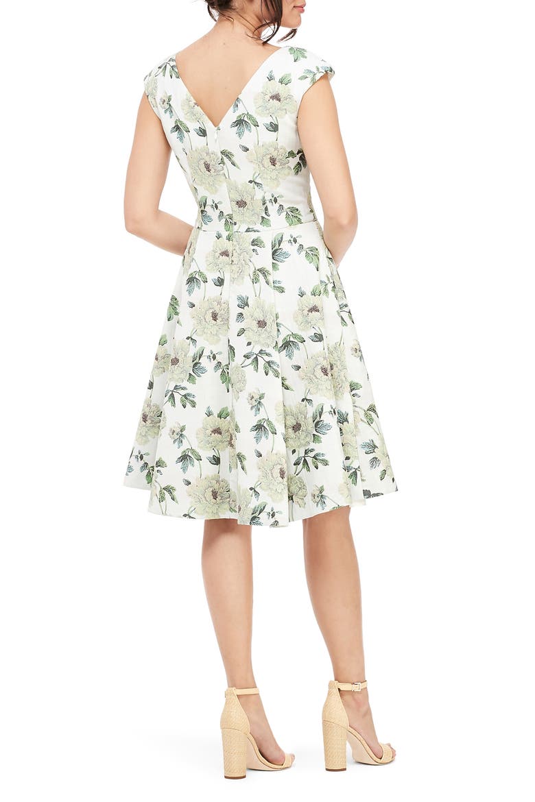 Lilly Button Detail Fit & Flare Dress, Alternate, color, GREEN MULTI