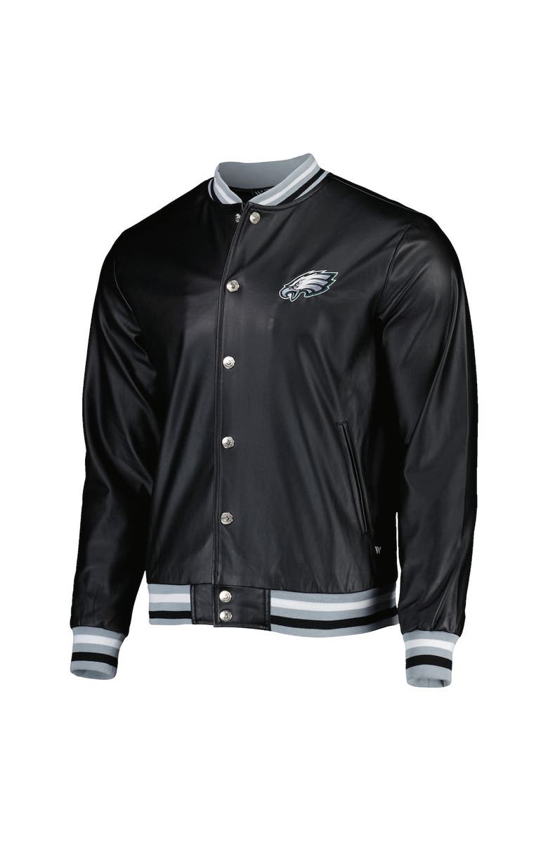 THE WILD COLLECTIVE Men's The Wild Collective Black Philadelphia Eagles Metallic Bomber Full-Snap Jacket, Alternate, color, 
