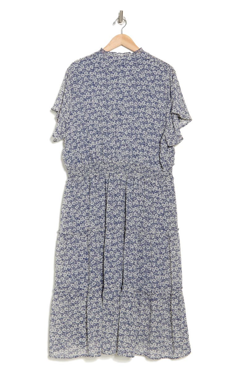 Melrose and Market Tiered Midi Dress, Alternate, color, Blue- Ivory Sketch Blossom