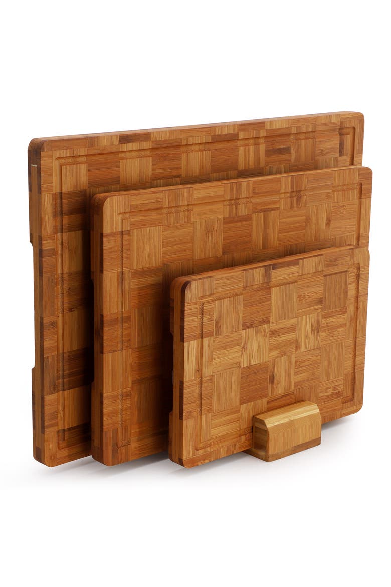 3 Piece Wood Cutting Board Set, Alternate, color, Brown