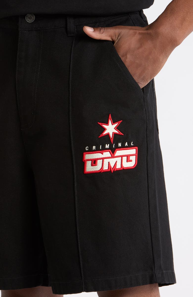 CRIMINAL DAMAGE Star Logo Cotton Shorts, Alternate, color, Black