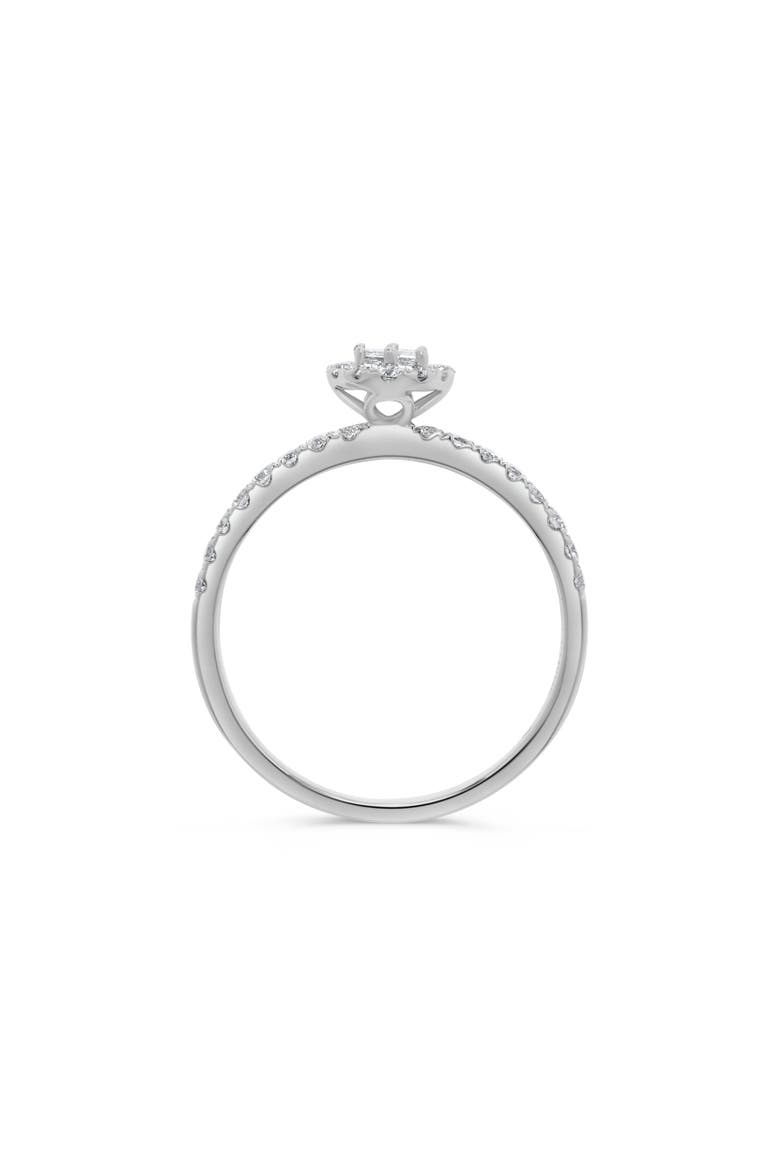 Baguette Diamond & Round Halo Ring in 14K White Gold, Alternate, color, 14K White Gold