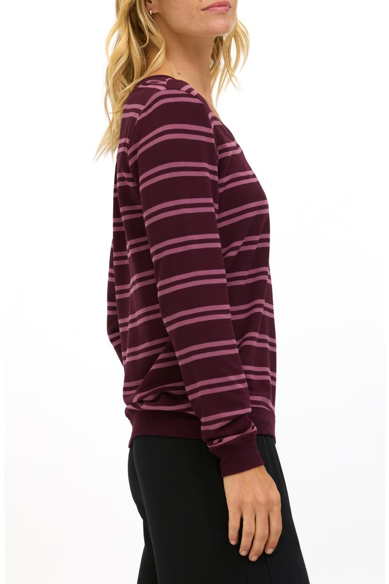 Edwina Barbados Stripe Feather Fleece Sweatshirt, Alternate, color, ULTRA MAROON / ROYAL PLUM