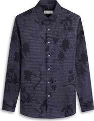 Bugatchi Julian Shaped Fit Leaf Print Lyocell Button-Up Shirt