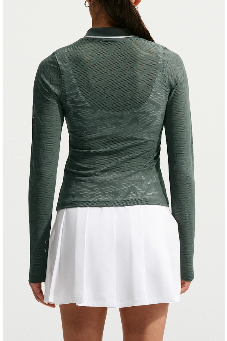 Long Sleeve Performance Polo, Alternate, color, CAMO GREEN/ WHITE