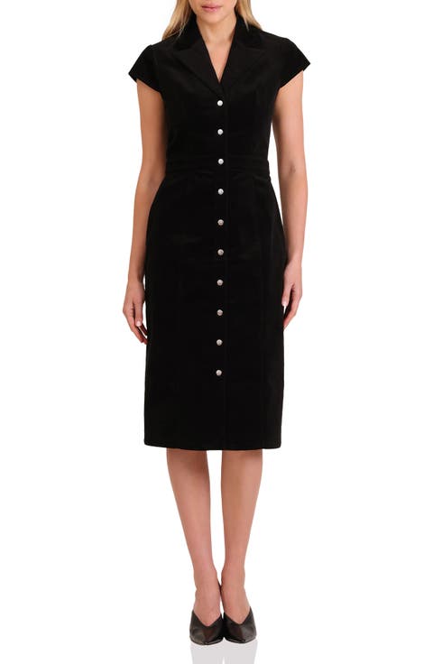 Short Sleeve Corduroy Dress