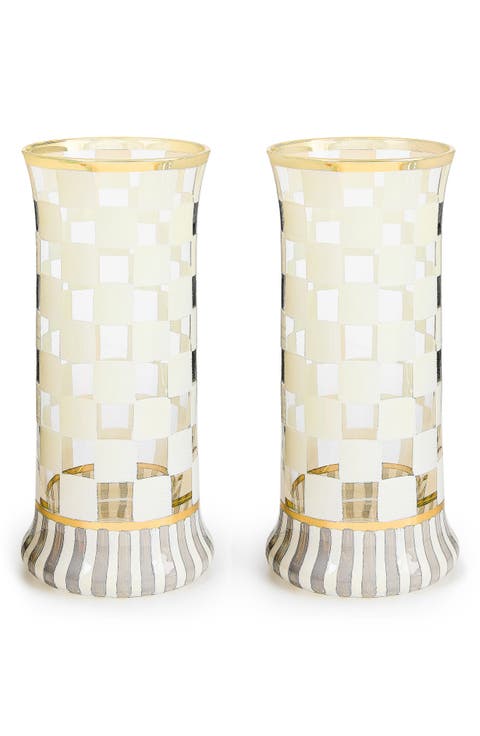 Set of 2 Carnival White Highball Glasses