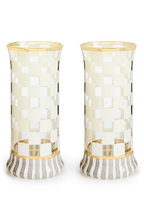 Mackenzie-childs Mackenzie Childs Set Of 2 Carnival White Highball Glasses In White