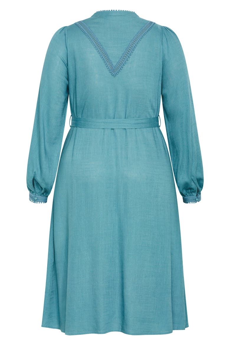 Mysteria Long Sleeve Button Front Dress, Alternate, color, BLUE