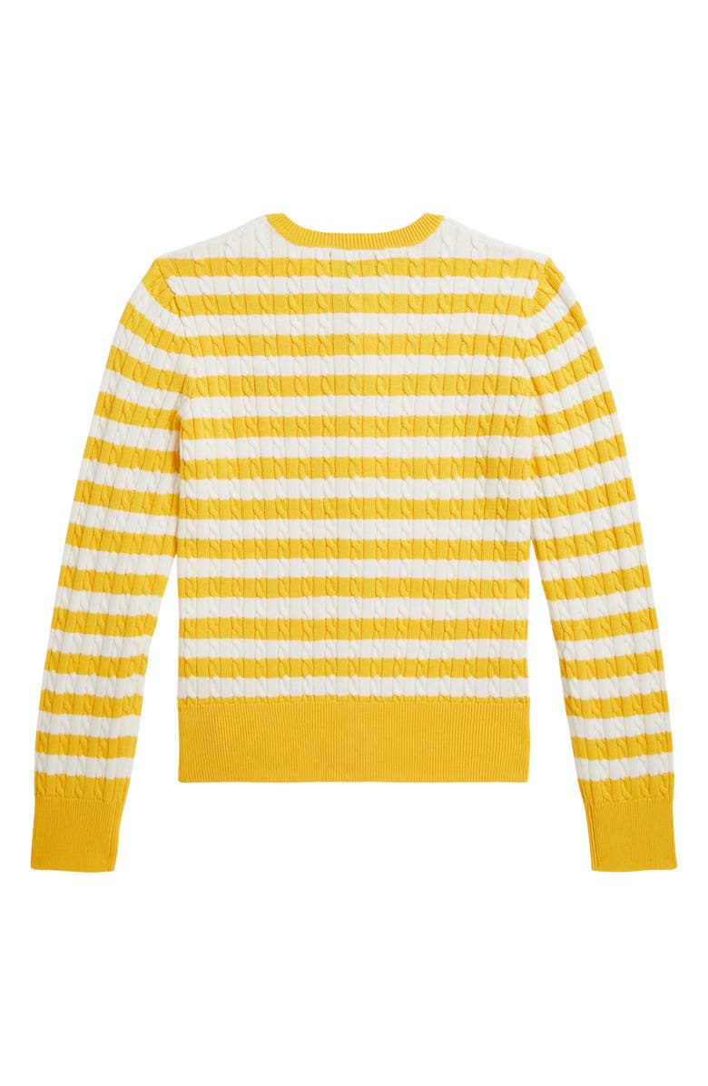 Polo Ralph Lauren Kids' Stripe Cable Stitch Cardigan, Alternate, color, Racing Yellow