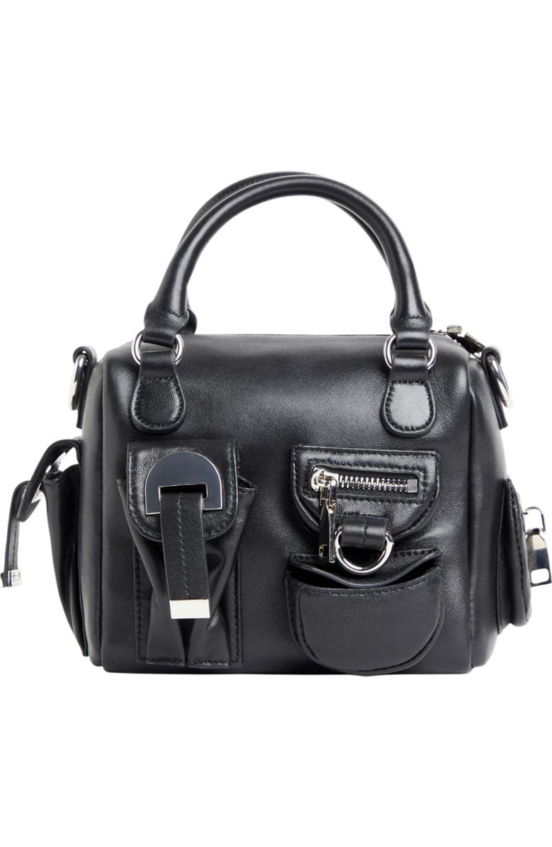 Cynthia Rowley Mini Leather Cargo Bag, Main, color, Black