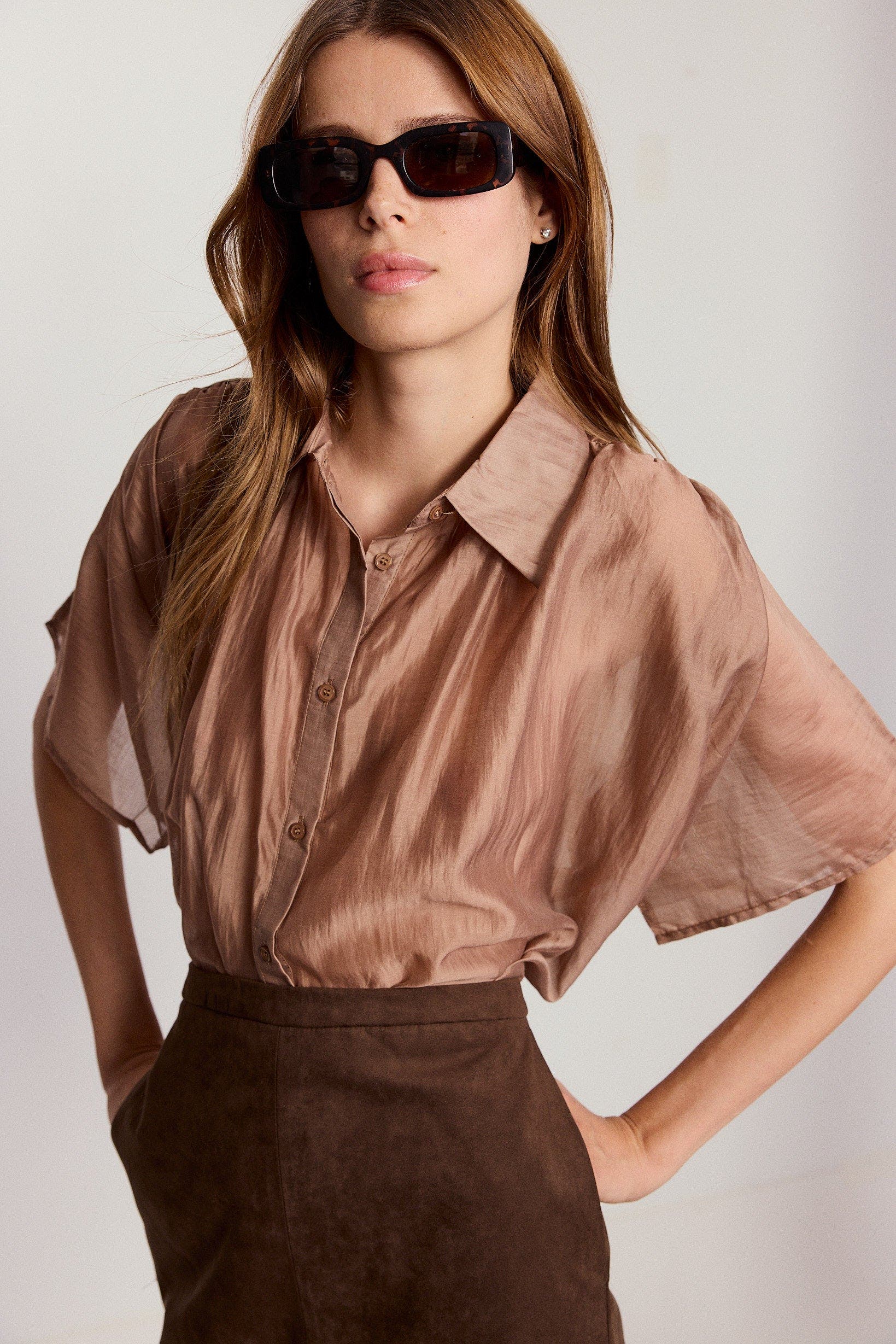 The Shirt By Rochelle Behrens The Hayden Shirt In Brown